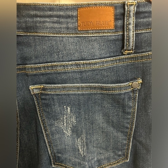 Judy Blue Relaxed Fit Girlfriend Jeans Womens 15/32 Blue Distressed Mid-Rise - Picture 5 of 5